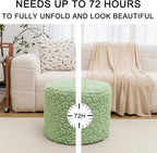 Ottoman Foot Rest Stuffed Round Boho Floor Poof Seating Armchair Ottoman Foot Stool Floor Cushion Bean Bag Pouf 18x18x14 Inch Desert Sage Green