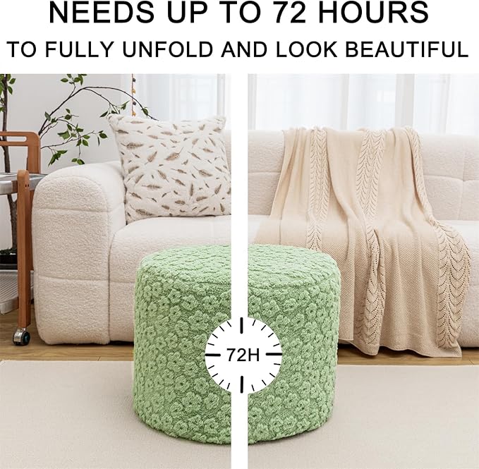 Ottoman Foot Rest Stuffed Round Boho Floor Poof Seating Armchair Ottoman Foot Stool Floor Cushion Bean Bag Pouf 18x18x14 Inch Desert Sage Green