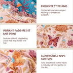 Boho Throw Blanket - 100% Cotton Ultra Soft Muslin Blanket, 60"x80" Lightweight Floral Butterfly Framhouse Bedding Spring Blanket for Bed, All Season Beige Bohemian Bedroom Home Decor Quilt