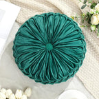 Round Throw Pillows Decorative Pleated Throw Pillows 15'' Diameter Accent Pumpkin Boho Chair Cushion for Couch Sofa Home Decoration(Green,1 Pcs)