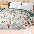 Boho Throw Blanket for Bed - 100% Pure Cotton Ultra Soft Rustic Quilt - Farmhouse Decor Bed Blankets, All Season Rustic Throw for Sofa Couch Chair(50"×60", Boho Floral)