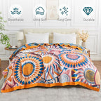 Boho Throw Blanket for Bed-100% Cotton Soft Breathable Farmhouse Decor Boho Quilt for Sofa (Colorful Sun, 60"x80")