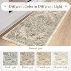 KIMODE Kitchen Mat for Floor Cushioned Anti Fatigue, Boho Vintage Kitchen Rugs Sets of 2, Non Slip Waterproof Kitchen Floor Mats, Comfort Standing Mats for Sink Laundry Desk Khaki 20"x59"+20"x32"