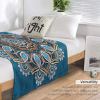 Ornamental Mandala Throw Blanket Indian Hippie Bohemian Art Floral Texture Pattern Blanket for Sofa Bed Couch Chair Or Dorm 40"x50"