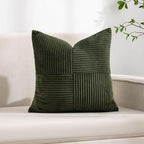 Pack of 2 Green Decorative Throw Pillow Covers for Bed Couch Corduroy, 18x18 in Boho Aesthetic Home Decor, Soft Corduroy Patchwork Texture Cozy Accent for Couch Sofa Bedroom Living Room