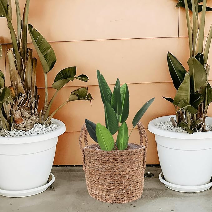 Cabilock Seagrass Planter Basket Wicker Flower Pot Straw Flowerpot for Indoor Plants 9.8 H X 9.8 W Decorative Boho Style Planter for Living Room Patio Garden