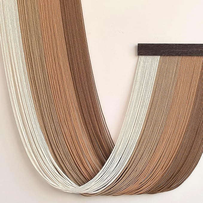 Large Macrame Wall Hanging Dip Dyed Yarn Tapestry Ombre Yarn Gradient Color Macrame Wall Decor Macrame Tapestry Boho Decor for Bedroom Living Room Headboard Above Bed (Brown)