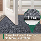 LUMI Ultra Thin Indoor Door Mat for Entrance 24"x36", Non Slip Entryway Mat, Low Profile Doormat, Unique Herringbone Design Carpet for Inside, Patio, Porch, Medium Gray