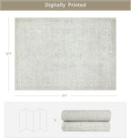 Washable Rugs 5x7 Area Rugs for Living Room,Bedroom,Large Carpets,Ultra Soft Faux Wool Retro Dining Room Rug,Non Slip&Non-Shedding Low Pile Vintage Rugs for Home Office,Concrete Grey