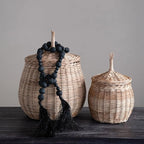 Creative Co-Op Hand-Woven Wicker Baskets with Lids, Set of 2