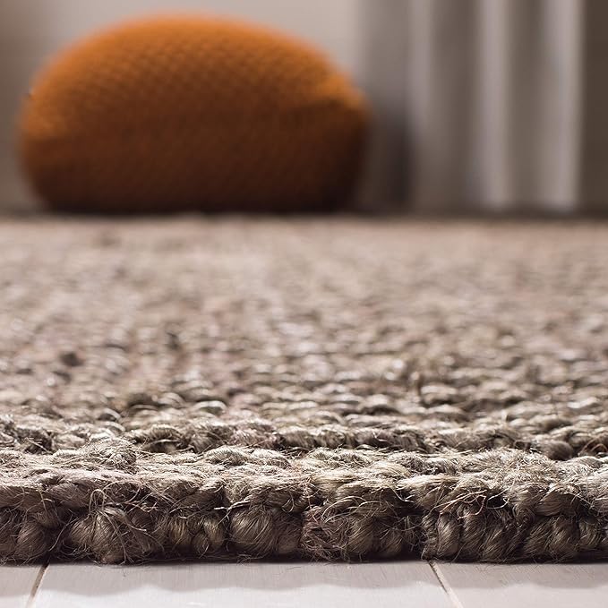 SAFAVIEH Area Rug 10' Square - Natural Fiber Collection - Large - Brown, Handmade Jute, Farmhouse Style, Chunky Textured Thick Pile (NF447D)