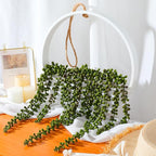 Floweroyal Artificial Succulents Hanging Plants 20.1'' Fake String of Pearls in Pot with 9.4'' Lanyard for Indoor Outdoor Wall Decor (Large).
