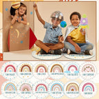 Tinideya 12 Pcs Kids Carpet Circle Seats for Class 16 Inch Round Classroom Rug Floor Cushions Soft First Day of School Educational Mat Non Slip Back to School Learning Playing Areas(Boho Rainbow)