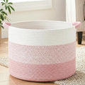 70L Large Cotton Rope Basket, Decorative Woven Blanket Storage for Living Room, Boho Toy Storage & Toy Box for Kids, Versatile Laundry Basket & Nursery Hamper for Blankets(Pink)