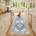 Area Rugs 2'6''x8' Runner Rug Non Slip Washable for Kitchen Hallway Bedroom Beside Laundry Room Bathroom Rug, Floor Carpet, Light Gray Grey White