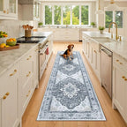 Area Rugs 2'6''x8' Runner Rug Non Slip Washable for Kitchen Hallway Bedroom Beside Laundry Room Bathroom Rug, Floor Carpet, Light Gray Grey White