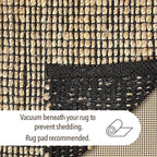 Chardin home 5x7 Jute Cotton Handwoven Area Rug | Braided Boho Farmhouse Rug in Natural Jute/Black | Rustic Vintage Floor Covering for Living Room, Bedroom, Kitchen, and Entryway