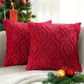 decorUhome Cozy Textured Euro Sham Throw Pillow Covers 24x24 Inch Set of 2, Soft Plush Faux Wool Red Accent Couch Pillow Covers for Modern Farmhouse Sofa Bed Living Room