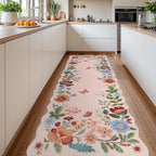 Lahome Floral Kitchen Runner, 2X6 Washable Runner Rug Non-Slip, Ultra-Thin Soft Hallway Rug Stain Resistant Boho Carpet for ‎Bedroom Laundry Bathroom Flore, Light Pink