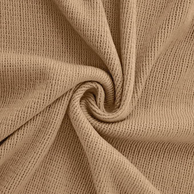 Vonty Light Brown Knitted Blanket with Tassels Fringe 60" x 80", Super Soft Knit Throw Blanket, Farmhouse Decorative Lightweight Blanket for Couch, Sofa, Bed
