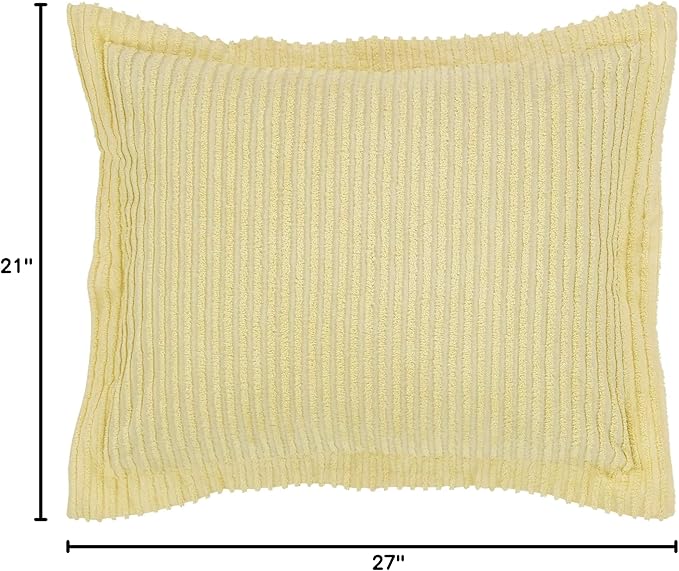 Better Trends Jullian Collection is Super Soft and Light Weight in Bold Stripes Design 100% Cotton Tufted Unique Luxurious Machine Washable Tumble Dry, Standard Sham, Yellow