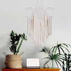 ANROYE White Triple Moon Goddess Macrame Wall Hanging, Boho Crescent Dream Catcher, Bohemian Dreamcatcher for Women Bedroom, Woven Tapestry-Witchcraft Gift, Pagan Decor for Adults Decoration