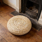 Round Straw Braid Cushion 11.81 Inch Handwoven Yoga Meditating Seat Pad with Breathable Space Cotton Filling for Home Tatami Floor and Windowsill