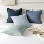 MIULEE Decorative Linen Pillow Covers 20x20 Inch Blue Ashes Boho Farmhouse Neutral Couch Throw Pillows for Bed Pack of 2 Accent Modern Pillowcase Sofa Livingroom Home Decor