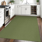 EARTHALL Woven Area Rugs 5x7 Ft Washable Living Room Rugs Non Slip Rubber Backed Dining Room Rug Braided Bedroom Rugs Indoor Floor Carpet for Living Room, Bedroom, Dining Room, Green