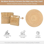 Ramanta Home Hand Woven Jute Braided Rug 4' Round - Natural, Farmhouse Accent Circle Reversible Rugs for Kitchen, Nursery, Kids Room, Boho Floor Carpet for Living Room, Patio - 4 Feet Round