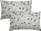 Blue Grey Gray Floral Pillow Covers 12x20 Set of 2 Vintage Rustic Old Style Cute Small Flower Print Rectangle Decorative Outdoor Pillowcases Farmhouse Throw Cushion Case Decor for Couch Sofa Bed