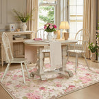 Lahome Floral Washable 3x5 Rug, Small Rugs for Bedroom Soft Non-Slip,Entry Way Rugs Indoor Low Pile Carpet for Nursery Kids Playroom Nina Beige/Pink/Multi