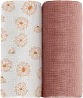 meowcards Muslin Swaddle Blankets for Baby, Unisex Baby Boys Girls Essentials, Large 47 x 47 inches, Boho Receiving Blankets Newborn Registry Must Haves (Dusty Rose-Flower-A, Printed)