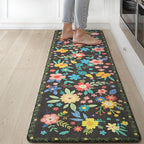 GENIMO Kitchen Mats for Floor, Cushioned Kitchen Rugs Non Slip Washable, Farmhouse Anti Fatigue Mat Waterproof, Comfort Standing Mat Rug for Office, Home, Sink, Laundry, Garage, 17.3"x59", Black