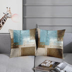 Britimes Throw Pillow Covers Modern Home Art Decor, 18 x 18 Inches Set of 2 Pillow Cases Decorative, Abstract Oil Painting Pillowcases for Bedroom, Living Room, Cushion Couch Sofa, Beige Blue