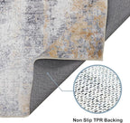 Area Rug 6×9, Large Vintage Boho Rug,Ultra-Soft Low Pile, Washable, Non Slip,Stain Resistant, Printed Carpet for Living Room Bedrooms Playroom Office Kitchen, Gold/Grey