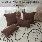 Home Brilliant 12x20 Pillow Cover Lumbar Set of 2 Plush Striped Corduroy Velvet Brown Throw Pillows for Couch Sofa Party, 12 x 20 inch, Brown