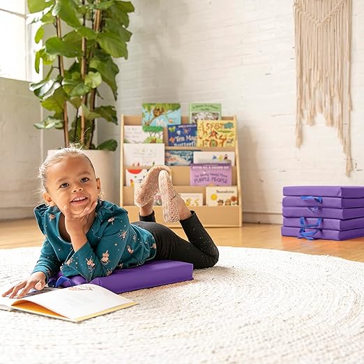 ECR4Kids SoftZone Square Floor Cushions with Handle, Flexible Seating, Purple, 6-Piece