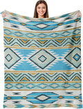 Aipon Boho Aztec Throw Blanket 50"x 60", Western Indian Native American Blanket Southwestern Decor, Teal Soft Cozy Lightweight Throws Blankets Gifts for Women Men Couch Bed Sofa Chair