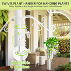 Swivel Plant Hangers Outdoor: 4 Pack 16 Inch Metal Hanging Plant Bracket Bird Feeder Wall Hooks Heavy Duty Plant Hangers Indoor Wall Mount Plant Hooks for Hanging Baskets, Lanterns, Wind Chimes, White