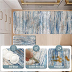 KIMODE Christmas Anti Fatigue Kitchen Mats for Floor 2 Piece, Blue Grey Farmhouse Kitchen Rugs 17"x47"+17"x29", Non Slip Waterproof Kitchen Floor Mats, Standing Mats for Laundry Office Sink Desk