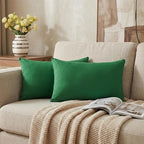 4-Pack 100% Cotton Lumbar Comfortable Solid Decorative Throw Pillow Case,Thmyo Rectangle Cushion Cover Pillowcase Sublimation Blank Pillow Covers DIY Pillow Covers(12x20inch/30x50cm, Christmas Green)