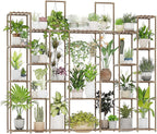 Bamworld Plant Shelf Indoor 30 Pots Large Plant Shelf Wide Tall Outdoor Plant Holder Wood for Multiple Plants Plant Rack for Living Room Garden Balcony Flower