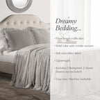 Lush Decor Ruffle Skirt Bedspread Set - 3-Piece Luxurious Farmhouse Bedding - Elegant Ruffle Detail - Timeless Style - Soft Lightweight Sheets - King, Grey