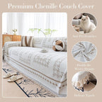Houndstooth Couch Cover Blanket, Couch Blanket Cover, Boho Couch Cover, Chenille Sofa Covers Washable, Large Couch Covers for 2-3 Cushion Sofa(1pc/Khaki/71×118")