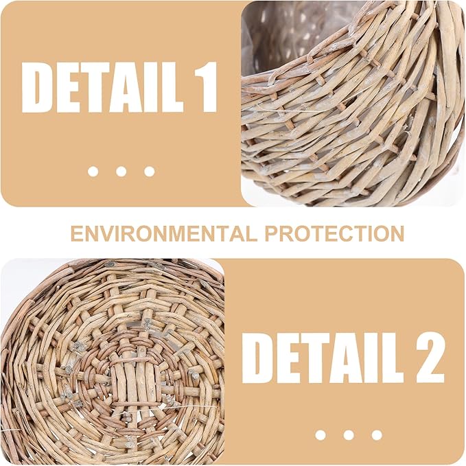 Yardwe Woven Rattan Flower Basket Hanging Planter 3.1X3.1X9 Inches Wicker Wall Basket for Indoor Outdoor Garden Decor and Plant Display