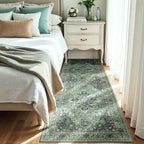 Area Rugs 3'x6' Runner Rug Non Slip Washable for Kitchen Hallway Bedroom Beside Laundry Room Bathroom Rug, Floor Carpet, Dark Green Gray