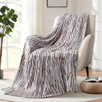 MACEVIA Flannel Fleece Throw Blanket, Zebra Print for Women, Brown and Grey Throw, Soft Animal Print Blankets Cozy for Bed Sofa Couch 260GSM, Suitable for All Seasons (Brown Zebra,50x60inches)