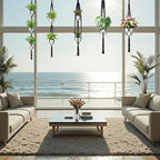 SATINIOR 12 Pcs Macrame Plant Hangers Handmade Boho Hanging Planters 12 Different Tiered Designs with 12 Hooks for Flower Pots Indoor Outdoor Decorative Wall Hanging Baskets for Home (Classic,Black)
