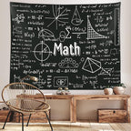 Math Classroom Tapestry, Equations Art Window Tapestries Wall Hanging for Bedroom College Dorm Mathematics Room High School Teacher Office Decor 60X40" Education Poster